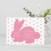 Niedlich Pink Bunny Rabbit Punkte Babydusche Einladung (Stehend Vorderseite)