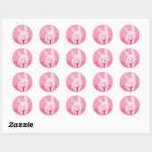 Niedlich Pink Bunny Runder Aufkleber (Blatt)