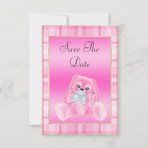 Niedlich Pink Bunny Save the Date Babydusche