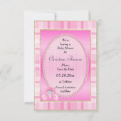 Niedlich Pink Bunny Save the Date Babydusche (Rückseite)