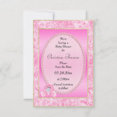 Niedlich Pink Bunny Save the Date Babydusche (Rückseite)