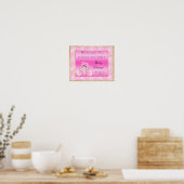 Niedlich Pink Bunny "Welcome" Poster (Küche)