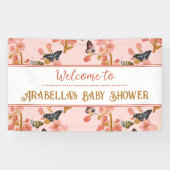 Niedlich Pink Butterfly Baby Dusche Begrüßungsbann Banner (Horizontal)