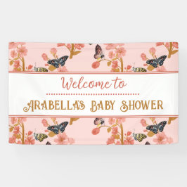 Niedlich Pink Butterfly Baby Dusche Begrüßungsbann Banner