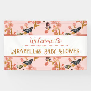 Niedlich Pink Butterfly Baby Dusche Begrüßungsbann Banner