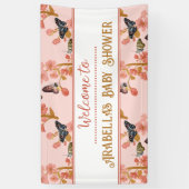 Niedlich Pink Butterfly Baby Dusche Begrüßungsbann Banner (Vertikal)