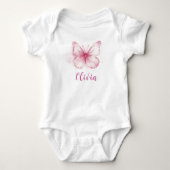 Niedlich Pink Butterfly Baby Personalisiert Bodysu Baby Strampler (Vorderseite)