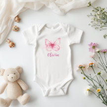Niedlich Pink Butterfly Baby Personalisiert Bodysu