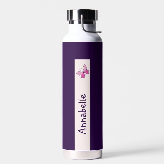 Niedlich Pink Butterfly Doodle Ihr Name Trinkflasche (Links)