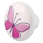 Niedlich Pink Butterfly Doodle Keramikknauf (Rechts)