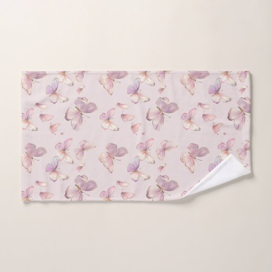 Niedlich Pink Butterfly Girls Personalisiert Handt Badhandtuch Set (Handtuch)