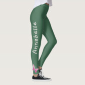 Niedlich Pink Butterfly - Name - Simple Solid Gree Leggings (Rechts)