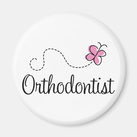 Niedlich Pink Butterfly Orthodontist Magnet (Vorne)