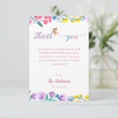 Niedlich Pink Butterfly Spring Baby Dusche Danke Begleitkarte (Stehend Vorderseite)