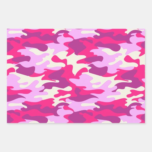Niedlich Pink Camouflage Trendy Camouflage Muster Geschenkpapier Set (Vorderseite)