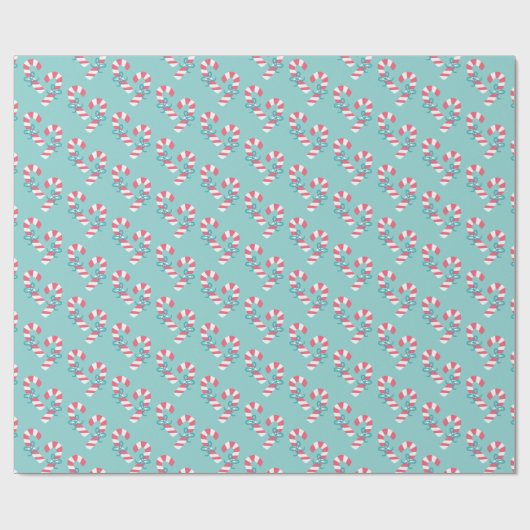 Niedlich Pink Candy Cane Pattern - Aqua Blue Chris Geschenkpapier (Flach)
