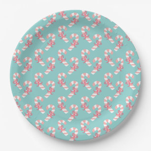 Niedlich Pink Candy Cane Pattern - Aqua Blue Chris Pappteller