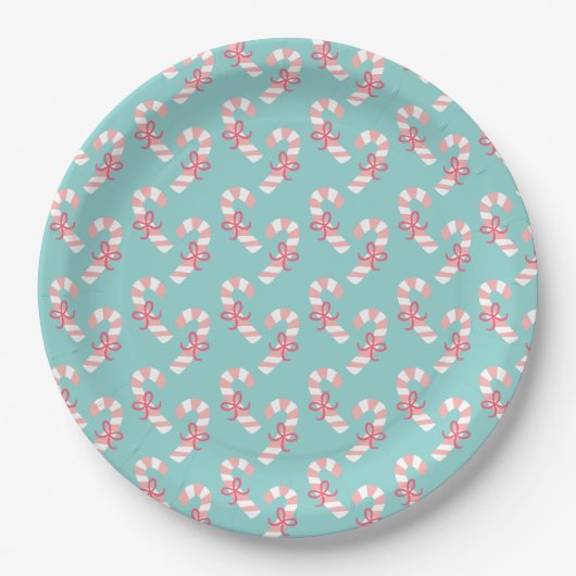 Niedlich Pink Candy Cane Pattern - Aqua Blue Chris Pappteller (Vorderseite)