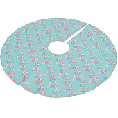 Niedlich Pink Candy Cane Pattern - Aqua Blue Chris Polyester Weihnachtsbaumdecke (Schrägansicht)