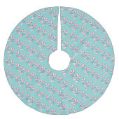 Niedlich Pink Candy Cane Pattern - Aqua Blue Chris Polyester Weihnachtsbaumdecke (Vorderseite)