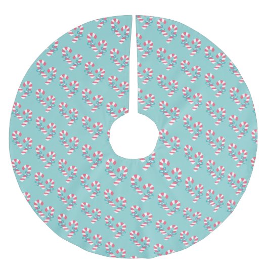 Niedlich Pink Candy Cane Pattern - Aqua Blue Chris Polyester Weihnachtsbaumdecke (Vorderseite)