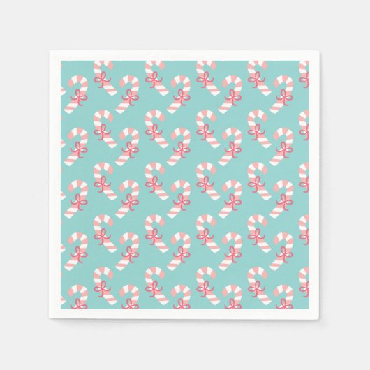 Niedlich Pink Candy Cane Pattern - Aqua Blue Chris Serviette (Vorderseite)