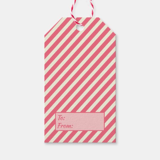 Niedlich Pink Candy Cane Stripes Muster - Weihnach Geschenkanhänger (Vorderseite)