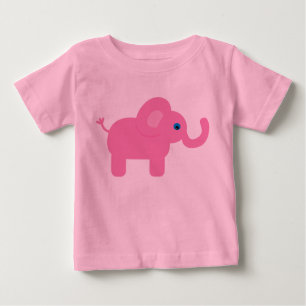 Niedlich Pink Cartoon Baby Elephant T-shirt