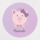 Niedlich Pink Cartoon Girl Pig Etiketten (Design 1)
