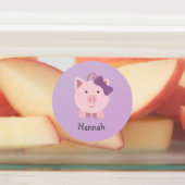Niedlich Pink Cartoon Girl Pig Etiketten (Befestigt)