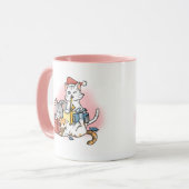 Niedlich Pink Cartoon Kitten Weihnachten Tasse (Vorderseite Links)