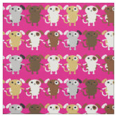 Niedlich Pink Cartoon Welpe Hunde Kinder Stoff (Muster)