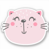 Niedlich Pink Cat Cartoon Aufkleber (Vorderseite)