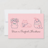 Niedlich Pink Cat Christmas Danke (Vorderseite)