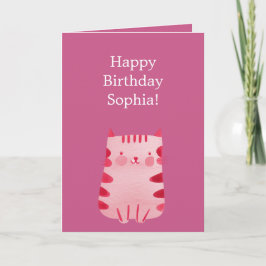 Niedlich Pink Cat Geburtstag Karte