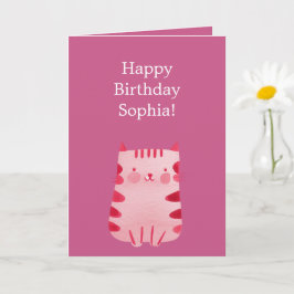 Niedlich Pink Cat Geburtstag Karte