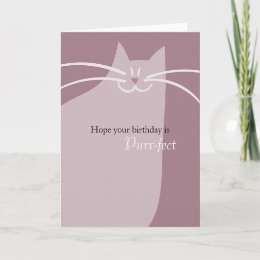 Niedlich Pink Cat Geburtstag Karte (Vorderseite)