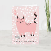 Niedlich Pink Cat Kindergeburtstag Karte (Vorderseite)