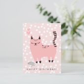 Niedlich Pink Cat Kindergeburtstag Postkarte (Stehend Vorderseite)
