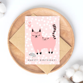 Niedlich Pink Cat Kindergeburtstag Postkarte