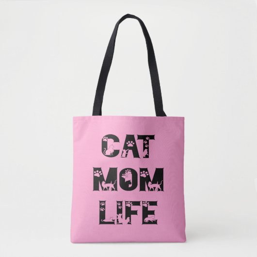 Niedlich Pink Cat Mama Leben Moderner Chic Muttert Tasche (Vorderseite)