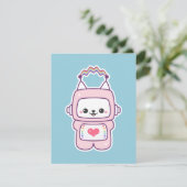 Niedlich Pink Cat Robot Geburtstagsparty Einladung (Stehend Vorderseite)