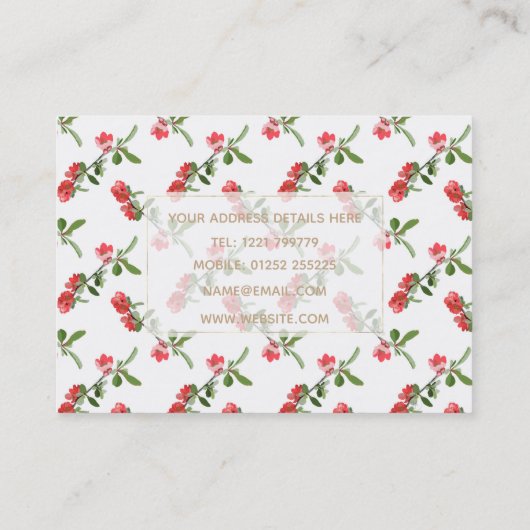 Niedlich Pink Cherry Blossom Blume Paint Visitenkarte (Rückseite)