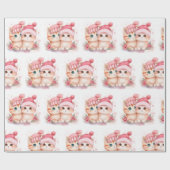 Niedlich Pink Christmas Cat Pattern Geschenkpapier (Flach)