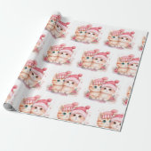 Niedlich Pink Christmas Cat Pattern Geschenkpapier (Ungerollt)