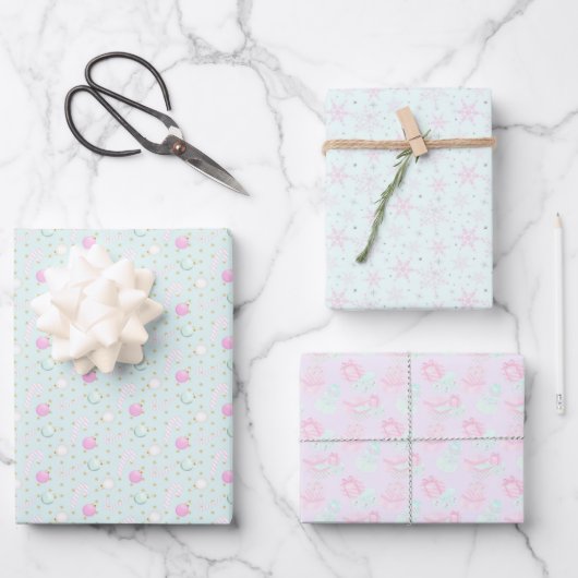 Niedlich Pink Christmas Geschenkpapier Set (Vorderseite)