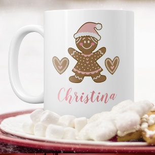 Niedlich Pink Christmas Gingerbread Girl Tasse
