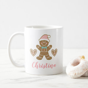 Niedlich Pink Christmas Gingerbrot Mann Tasse