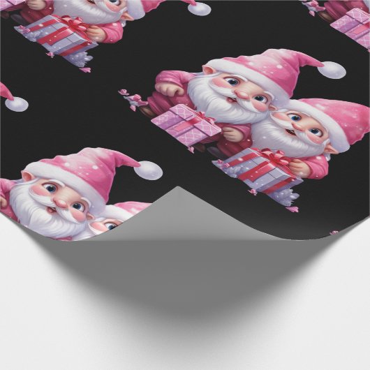 Niedlich Pink Christmas Gnome Geschenkpapier (Ecke)