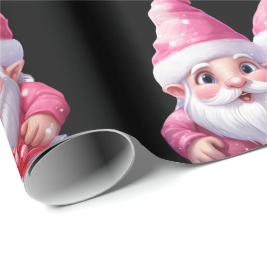 Niedlich Pink Christmas Gnome Geschenkpapier (Rolleneckpunkt)